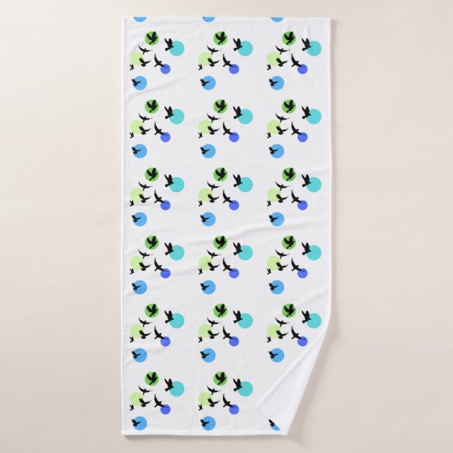 Modern Abstract Bird Pattern Bath Towel Set (Bath Towel)