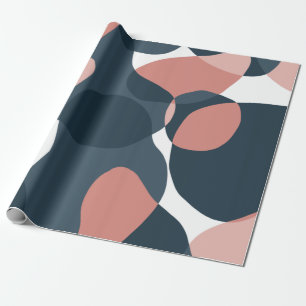 Modern abstract Birthday whtie blue pink Wrapping Paper