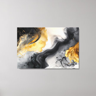 Modern Abstract Black and Gold Marble Canvas Print