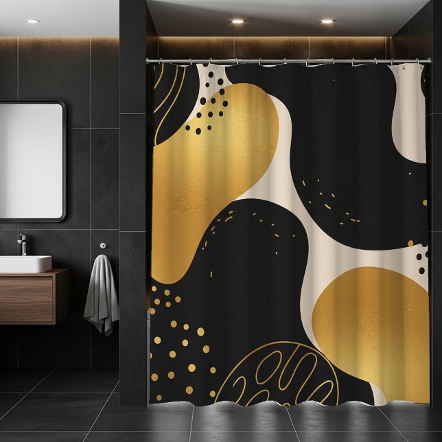 Modern Abstract Black and Gold Organic Pattern Shower Curtain (Creator Uploaded)