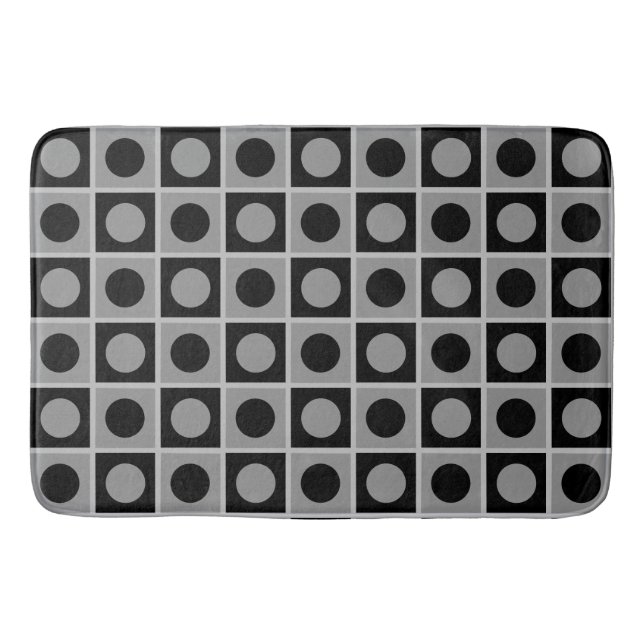 Modern Abstract Black and Grey Bath Mat (Front)
