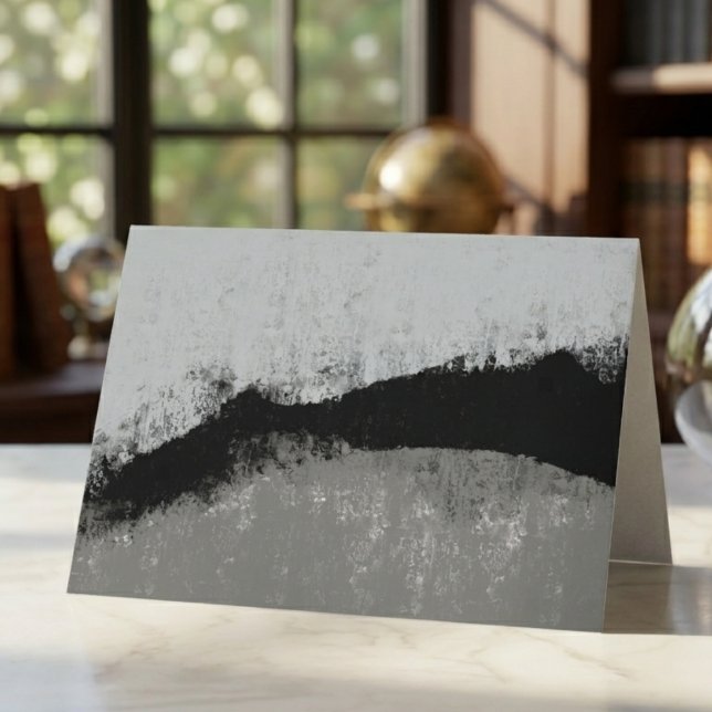 Modern Abstract Black and Grey Texture Note Card (This abstract note card is perfect for a thoughtful friend on their birthday.)