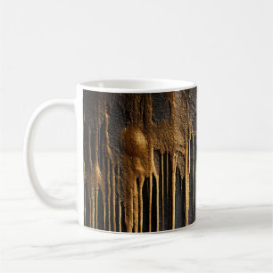 Modern Abstract Black and Metallic Gold Drips Coffee Mug