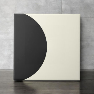 Modern Abstract Black and White Geometric Circle Ceramic Tile