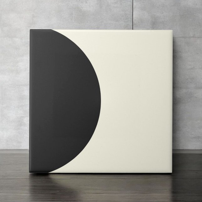 Modern Abstract Black and White Geometric Circle Ceramic Tile (Creator Uploaded)