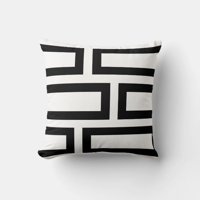 Modern Abstract Black and White Geometric Shapes Cushion (Front)