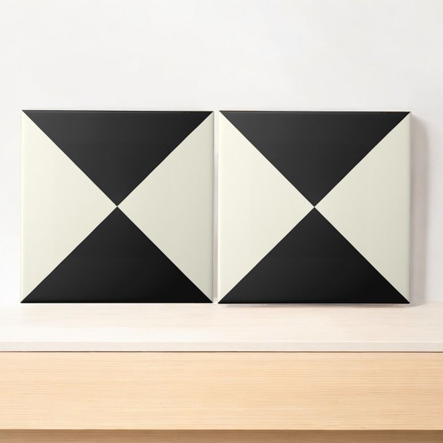 Modern Abstract Black and White Geometric Triangle Ceramic Tile (Creator Uploaded)
