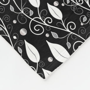 Modern abstract black and white ink illustration fleece blanket