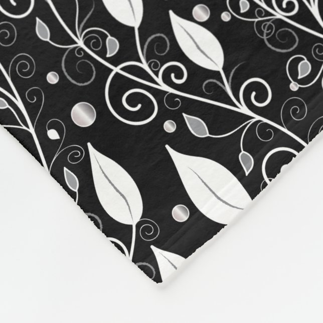 Modern abstract black and white ink illustration fleece blanket (Corner)