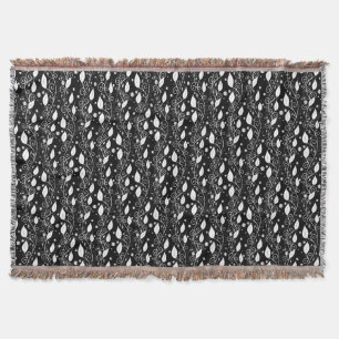 Modern abstract black and white ink illustration throw blanket