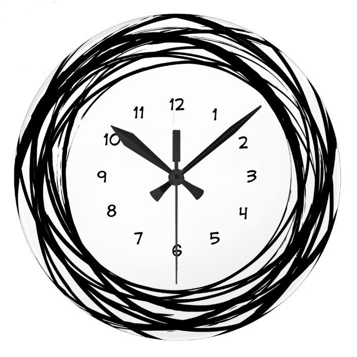 Modern Abstract Black And White Large Clock | Zazzle.com.au