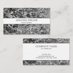Modern Abstract Black and White Photo Faux Marble Business Card