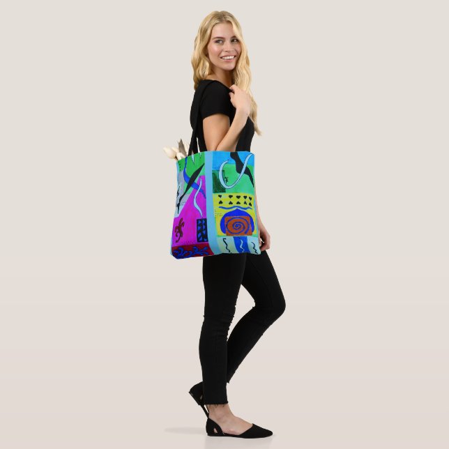 Modern Abstract Black Blue Сolorful Geometric Tote Bag (On Model)