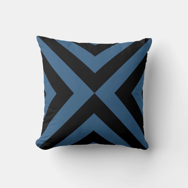 Modern Abstract Black & Blue Cushion (Front)