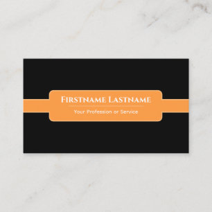 Modern abstract black framed orange rounded corner business card