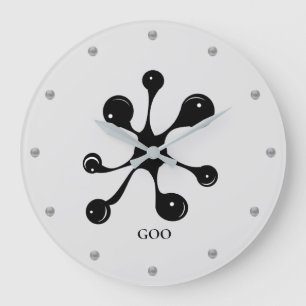 Modern abstract black goo stain large clock
