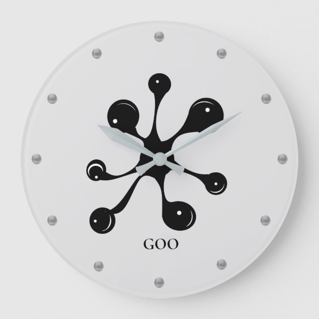Modern abstract black goo stain large clock (Front)