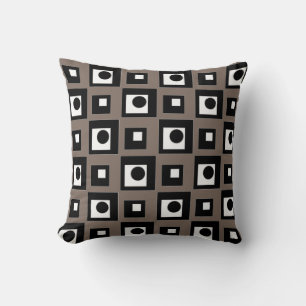 Modern Abstract Black Lucky Beige & White Cushion