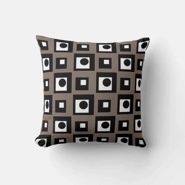 Modern Abstract Black Lucky Beige & White Cushion (Front)