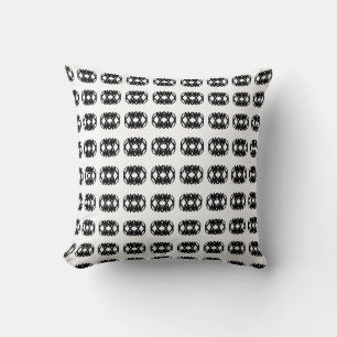 Modern Abstract Black Oval Pattern on White Cushion