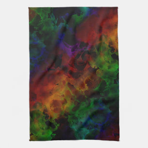 Modern Abstract Black Rainbow Tea Towel
