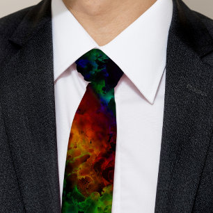 Modern Abstract Black Rainbow Tie