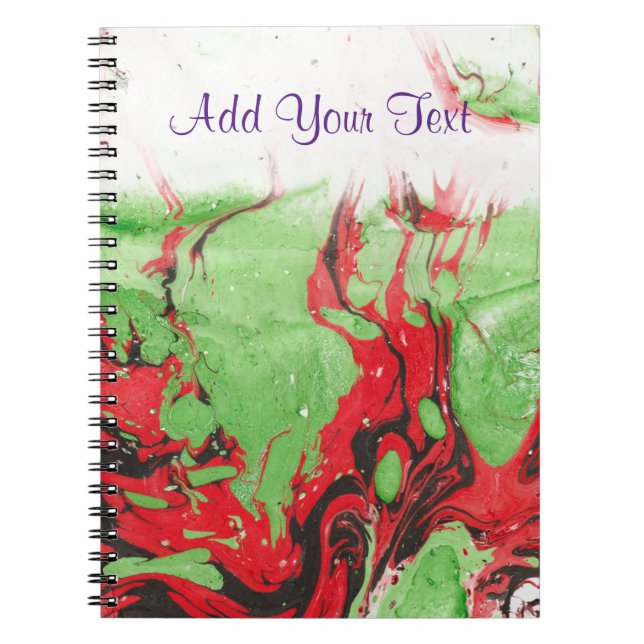 Modern Abstract Black Red Green White Template Notebook (Front)