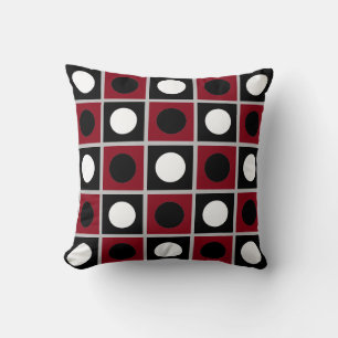 Modern Abstract Black Red & White Throw Pillow