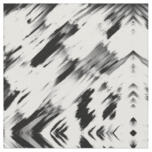 Modern Abstract Black White Brushstroke Art Fabric