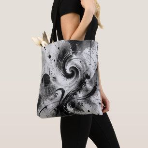 Modern Abstract Black & White Geometric Design Tote Bag