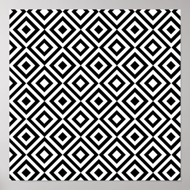 Modern abstract black white geometric pattern poster (Front)
