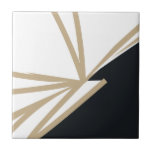Modern Abstract Black White Gold Ceramic Tile<br><div class="desc">This simple and elegant black, white and gold abstract ceramic tile is perfect for adding a touch of sophistication to any space. The minimalist design features a modern abstract pattern in black and white with accents of gold. Use it as a decorative accent in your kitchen, bathroom or any other...</div>