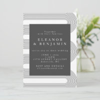 Modern Abstract Black White Lines Elegant Wedding
