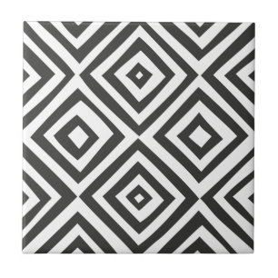 Modern Abstract Black White Shape Triangle Pattern Ceramic Tile