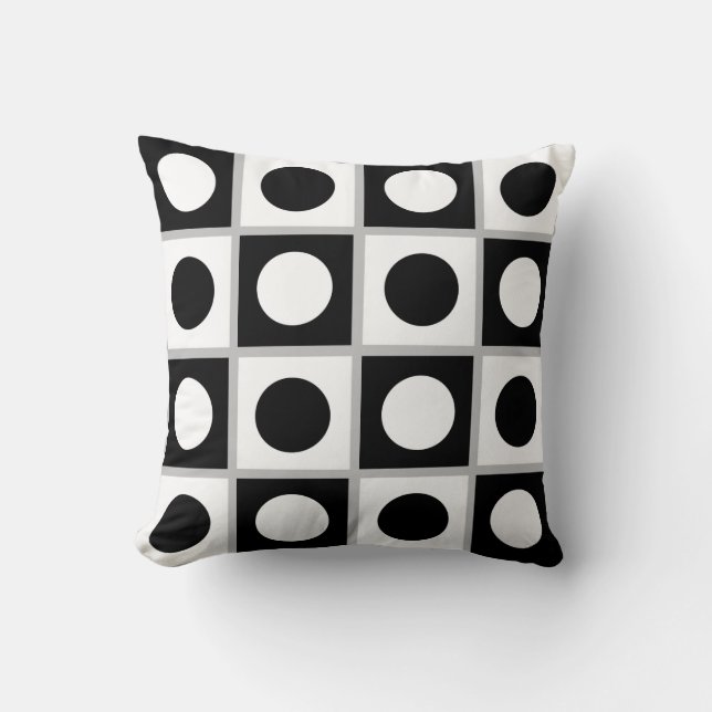 Modern Abstract Black & White Throw Pillow (Front)
