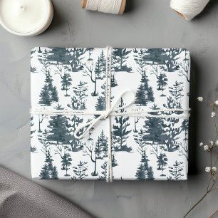 Modern Abstract Black & White Winter Woodland Wrapping Paper Sheet