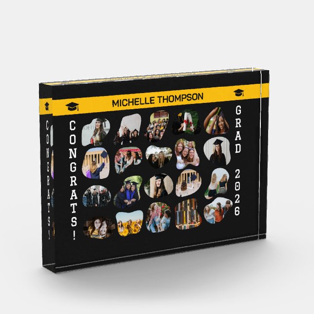 Modern Abstract Blob Geometry 20 Photo Grad Memory Block (Left)