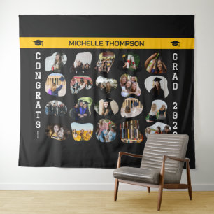 Modern Abstract Blob Geometry 20 Photo Grad Party  Tapestry