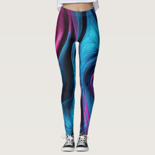 Modern Abstract-Blue and Pink- Leggings