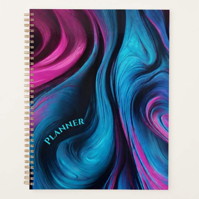 Modern Abstract-Blue and Pink- Planner (Front)