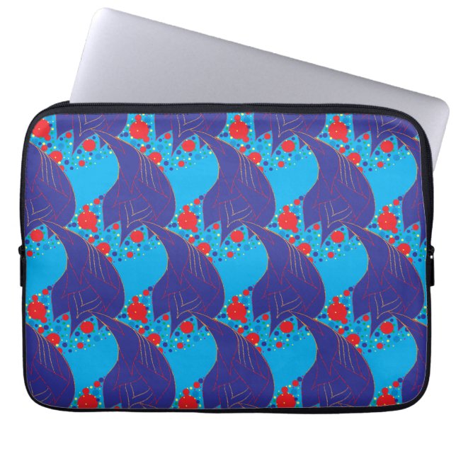 Modern abstract BLUE and red Rainbow drops pattern Laptop Sleeve (Front)