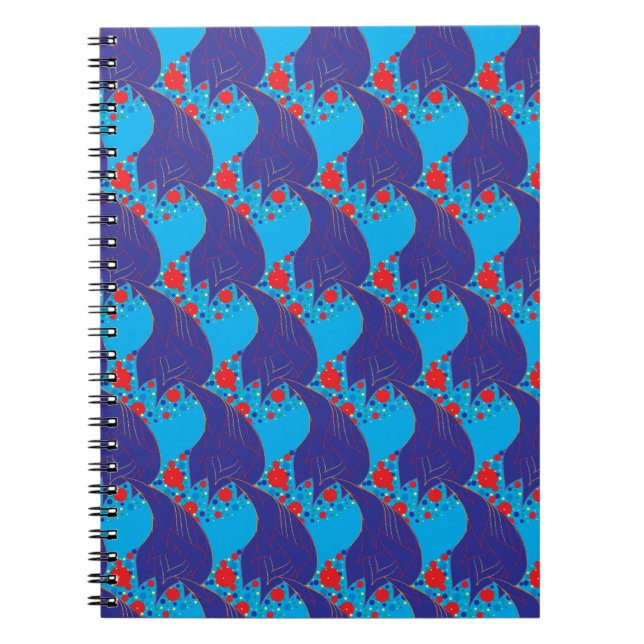 Modern abstract BLUE and red Rainbow drops pattern Notebook (Front)