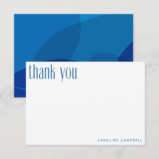 Modern Abstract Blue Custom Graduation Thank You Card (Front/Back)