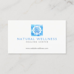 Modern Abstract Blue Floral Logo Wellness Business Card