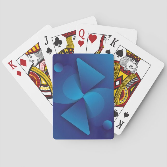 Modern Abstract Blue Geometric Playing Cards (Back)