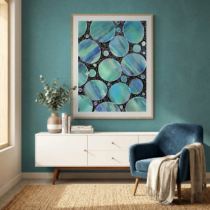 Modern abstract  blue geometric shapes watercolor  poster