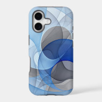 Modern Abstract Blue Gray Fractal Art Graphic