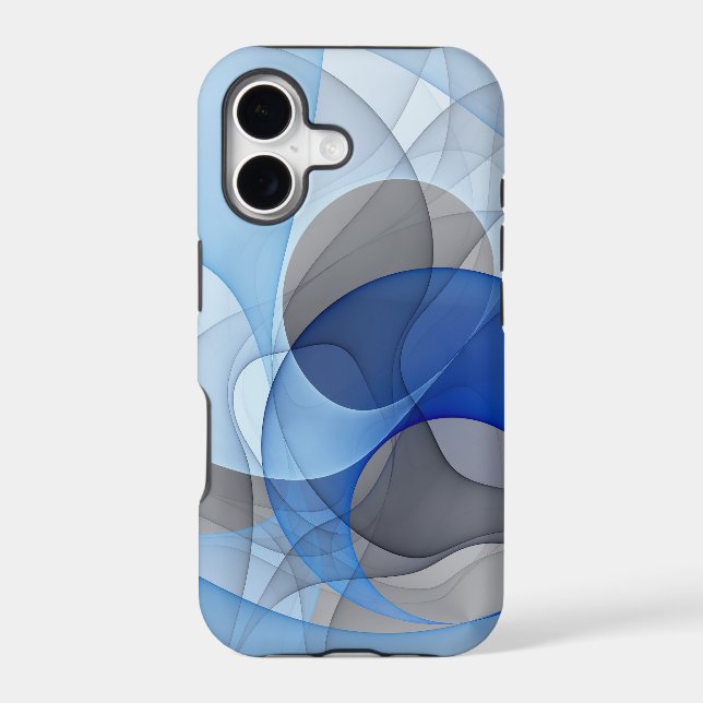 Modern Abstract Blue Gray Fractal Art Graphic (Back)