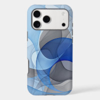 Modern Abstract Blue Gray Fractal Art Graphic