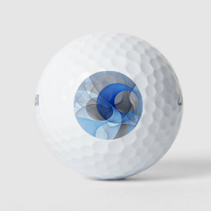 Modern Abstract Blue Gray Fractal Art Graphic Golf Balls
